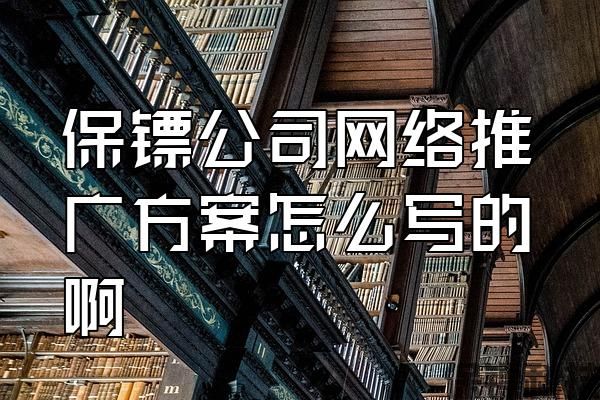 保鏢公司網(wǎng)絡(luò)推廣方案怎么寫(xiě)的啊